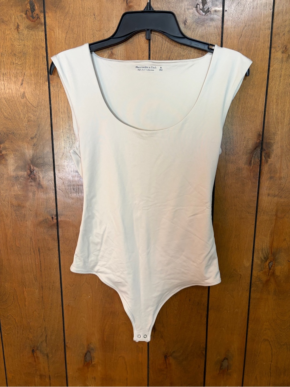 Abercrombie & Fitch Cream Scoop Neck Sleeveless Bodysuit